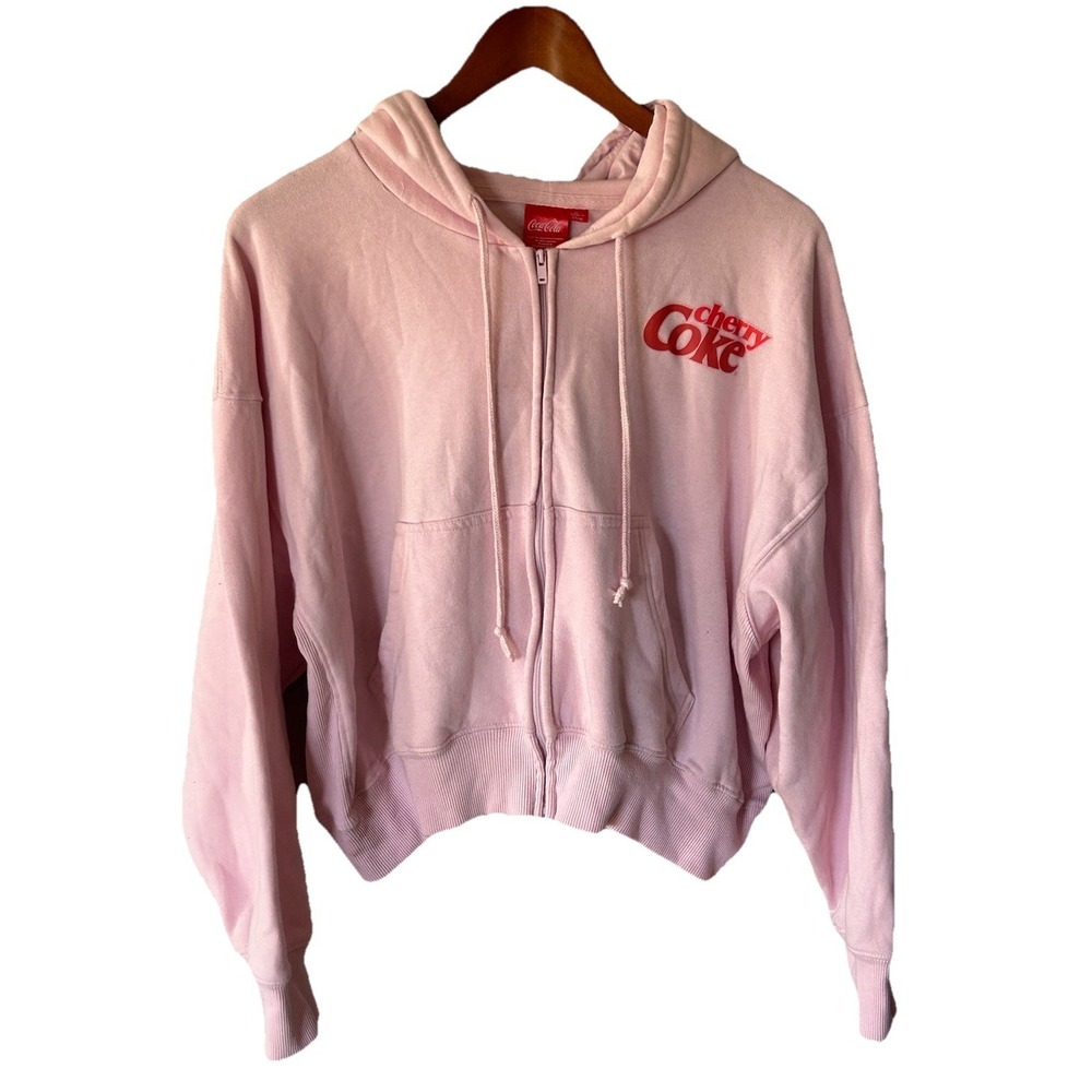 Women's Pink Cherry Coke Full Zip Hooded Sweatshirt Size XL